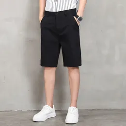 Men's Shorts 2023 Summer Cool Korean Solid Color Thin Suit Pants Male Button Office Men Business Casual Clothing P216