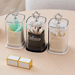 Toothpick Holders Star Qtip Holder Dispenser for Cotton Swab Round Pads Storage Box Vanity Makeup Organiser Clear Plastic 231108