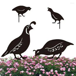 Garden Decorations Quail Yard Stakes Set Of 4pieces Family Decoration Creative Animal Silhouette For Park Walkway