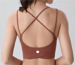 LL Yoga Sports Bras Back Strap Cross for Women Breasted Fitness Bra Lady Push Up Seamless Gym Tank Crop Top Running Gym coat