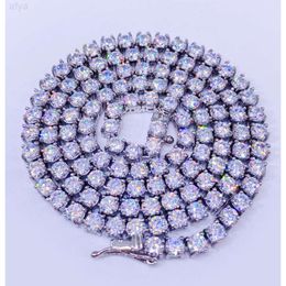 Fine Zircon Moissanite Diamond Cluster Iced Out Tennis Chain Bracelet Necklace Hip Hop 925 Sterling Silver for Men