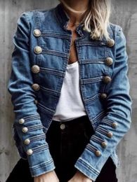 Women's Jackets Vintage Denim Coat Women Autumn European American Fashion Slim Fit Top Elegant Allmatch Double Breasted 231109