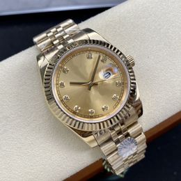 Relógio masculino de luxo com diamante relógio mecânico automático mostrador dourado 41mm/36mm calendário 904 pulseira de aço inoxidável à prova d'água safira montre