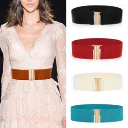 Belts Width Stretch Cinch Waistband Belt Solid Cummerbands Buckle Metal Elastic Lady Women Color Fashion 6cm Corset Waist