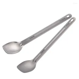 Dinnerware Sets Tiartisan Pure Titanium Spoon Long Handle 225mm Camping Outdoor Tableware Polished Scoop Or Sandblasted