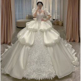 Luxury Ball Gown Wedding Dresses designer crystal beaded Sheer crystal Neck Crystal Beaded Appliqued Bridal Gowns lace stain sequined designer Vestido De Novias