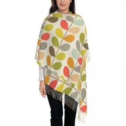 Scarves Orla Kiely Britain Shawl Wraps For Womens Winter Warm Large Soft Scarf Colourful Leaf Linear Stem Neckerchief Tassel