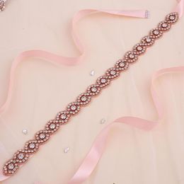 Wedding Sashes NZUK Rose Gold Belt Diamond Bridal Rhinestones Dress For Party Dresses Decorations