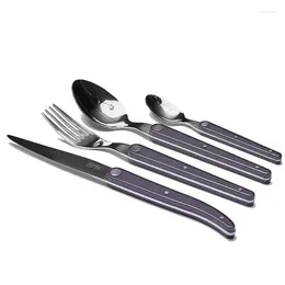 Dinnerware Sets Laguiole Sens 16-Piece Flatware Set - Stunning Rustic Black Cutlery