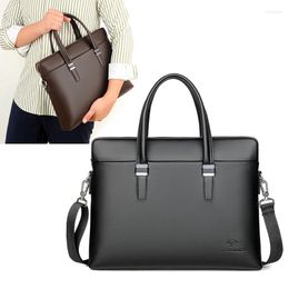 Briefcases Genuine Leather Briefcase Bag For Man Handbags Laptop 14 Shoulder Business Messenger Designer Crossbody Side Documents