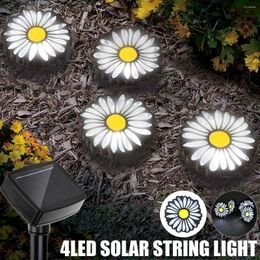 Solar Powered Lawn Lamp Daisy Flower Garden Light 4LED Christmas Outdoor Waterproof Party Holiday Home Decoration 1m