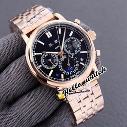 New Super Complex Perpetual Calendar 5204 1R-001 Automatic Mens Watch Moon Phase Black Dial Rose Gold Steel Bracelet Watches Hello240y