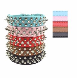 Pet Collars Adjustable Punk Rivet Spiked Studded PU Leather Pet Puppy Dog Collar Neck Straps7584539