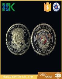 Delivery 10PCS Whole Cheap USMC Release The Evil Dog Coloured Challenge Coin including Capsule1584354