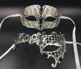 GNHYLL Lover Woman Men039s Mask Silver Metal Couple Venetian Masquerade Masks Gold Ball Wedding Mardi Gras Party Eye Masks Set9278429