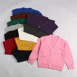 Jackets V neck Cardigan Sweater Small Coat Autumn Garden Uniform Solid Colour Boys and Girls School 231109