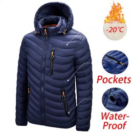 Mens Down Parkas Men Autumn Winter Warm Waterproof Jacket Coat Hooded Casual Outwear Detachable Hat Outfits Male 231109