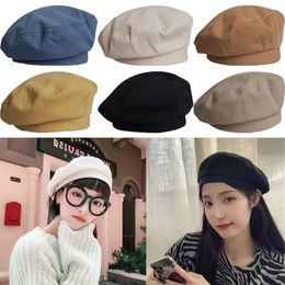 Berets Fashion Casual Beret Hat Women French Elegant Beanie Solid Color Cap Classic Cotton Artist Painter Trendy Accessories 231109