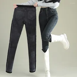Women's Jeans Autumn Winter Female Thick Fleece Warm Skinny Trousers Women High Waist Stretch Brand Casual Denim Pencil Pants