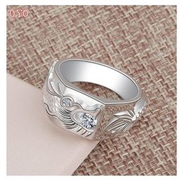 Cluster Rings 925 Sterling Silver Dragon Ring Men's Domineering Platinum-plated Diamond Light Luxury Niche Design Trendy Man