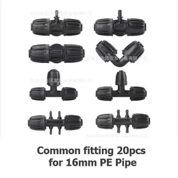 Watering Equipments 16mm PE Hose Joint 20pcs / Fitting Garden Irrigation Automatic Sprinkler Water Connector Barb Tee Elbow Plug Pipe