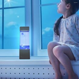 Night Lights Jellyfish Tank Aquarium LED Lamp Bedside Decoration Lava Light Kids Gifts