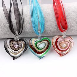 Pendant Necklaces QB Wholesale 6pcs Handmade Murano Lampwork Glass Mix Color Beauty Heart Fit Necklace Thanksgiving Gift Necl0078