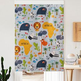 Curtain Cartoon Animal Door Linen Tapestry Study Home Decor Bedroom Kitchen Noren