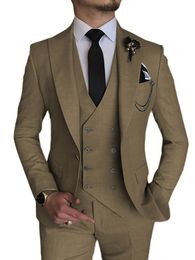 Custom-made Groom Tuxedos One Button Men Peak Lapel Lapel Groomsmen Wedding/Prom/Dinner Man Blazer Jacket Pants Tie Vest m3612222112