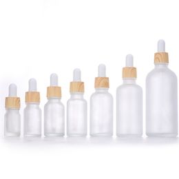 100pcs/lot 5/10/15/20/30/50ml Frosted Dropper Bottle Glass Aromatherapy Liquid for essential oil Pipette Bottles