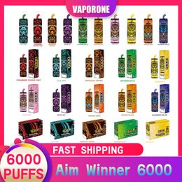 Original Original Aim-Winner 6000 puffs Disposable vape pen 6k puff vape Aim-Winner 0% 2% 5% Level 15ml prefilled cartridges pod 600 mah rechargerable battery 10 Flavours