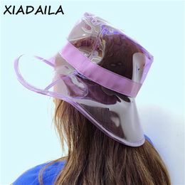 Wide Brim Hats Bucket Hats Hip hop hat Bucket Hat Caps Women High Street Summer Beach Hat PVC Transparent Sun Visor Waterproof Rain Hat For Men Ladies 230408