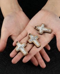 Pendant Necklaces Cottvo5Pcs/Lot DIY Rosary Chaplet The Pope Francis Cross Wooden For Handmade Necklace Bracelet Jewellery Making Parts
