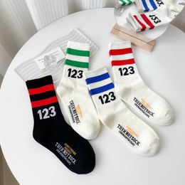 Men's Socks 2022 New Mid Tube Unisex Striped Cotton Rrr123 High Street BasketballZ4G1
