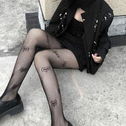 Women Socks Sexy Gothic Style Stockings Female Erotic Lolita Anime Black Mesh Underwear Sex Toys Love Pattern