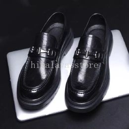 New Black Loafers Men Genuine Leather Shoes Black Breathable Slip-On Casual Shoes For Men Size 38-44