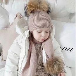 Caps Hats Ins Spanish Children's Rabbit Velvet Warm Hat Real Raccoon Fur Ball Hat 1-8 Years Old Baby Pography Props Girls Winter Hats 231108