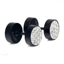 Stud Earrings 2 Pieces Black Stainless Steel Earring Punk Love Crystal Ear Tragus Piercing For Men Women