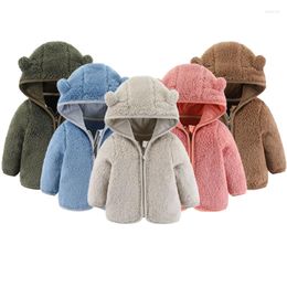 Jackets Kiddiezoom Baby Autumn Bear Ears Hooded Coat For Boy Girl 2023 Winter Warm Infant Zipper Outerwear Toddler Clothes