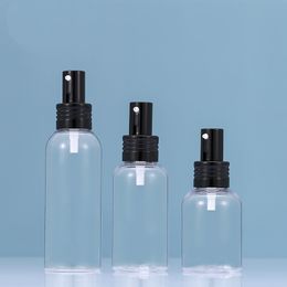 100pcs 50ml 75ml 100ml Plastic Transparent Pump Bottle Cosmetic Cream Shampoo Lotion Press Bottles with Black lid