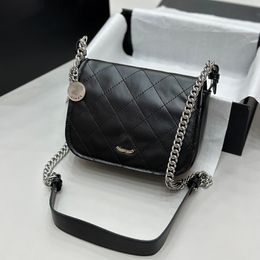 Vintage Flip Bag Womens Shoulder Bag 22cm Calfskin Diamond Cheque Silver Hardware Metal Buckle Luxury Tote Coin Matelasse Chain Crossbody Bag Makeup Bags Sacoche