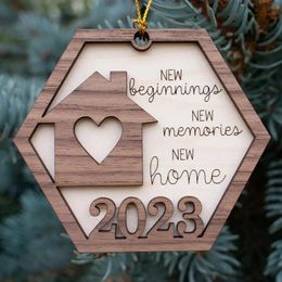 Christmas Decorations Home Christmas Ornaments Charming Wooden House Letter Pendants Home Decoration Gift for Housewarming Porch Window Warm Home 231109