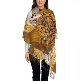 Scarves Gustav Klimt Shawls Wraps For Women Warm Large Soft Scarf Adele Bloch-Bauer Freyas Art Pashmina Tassel