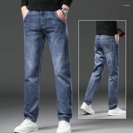 Men's Jeans Denim Men Straight Slim Fitting Business Casual Black Blue Grey Stretch Brand Spring Autumn High Quality Pants