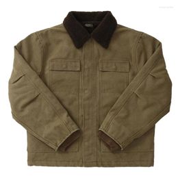 Men's Jackets Insulated Velvet Canvas Coat Thick Workwear Traditional Jacket