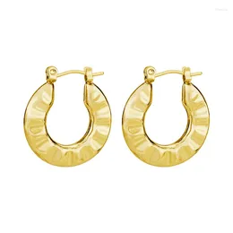 Hoop Earrings Classics Romance Golden Twisted Retro Elegant Style Stainless Steel Jewelry Daily Wear Accessories