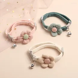 Dog Collars Adjustable Plush Flower Collar With Bell For Pets Lovely Cat Cartoon Style Kitten Necklace Small Pet Supplies