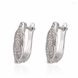 Hoop Earrings Trendy 925 Sterling Silver Small Round Rhinestones Women Fashion Jewellery Gifts Zircon