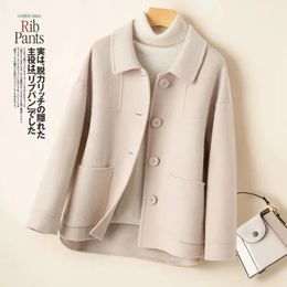 Women's Wool Blends Autumn Winter Coat Women Short Woollen Jacket Korean Single-Breasted Pocket Camel Black Beige Cashmere Outerwear Female 231109