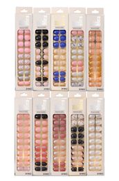 Fake Nails Franch Pink Powder shimming Acrylic Ballerina Full Cover False Nails DIY Manicure Tip 24Pcs Set Reusable Press On Exten1412739